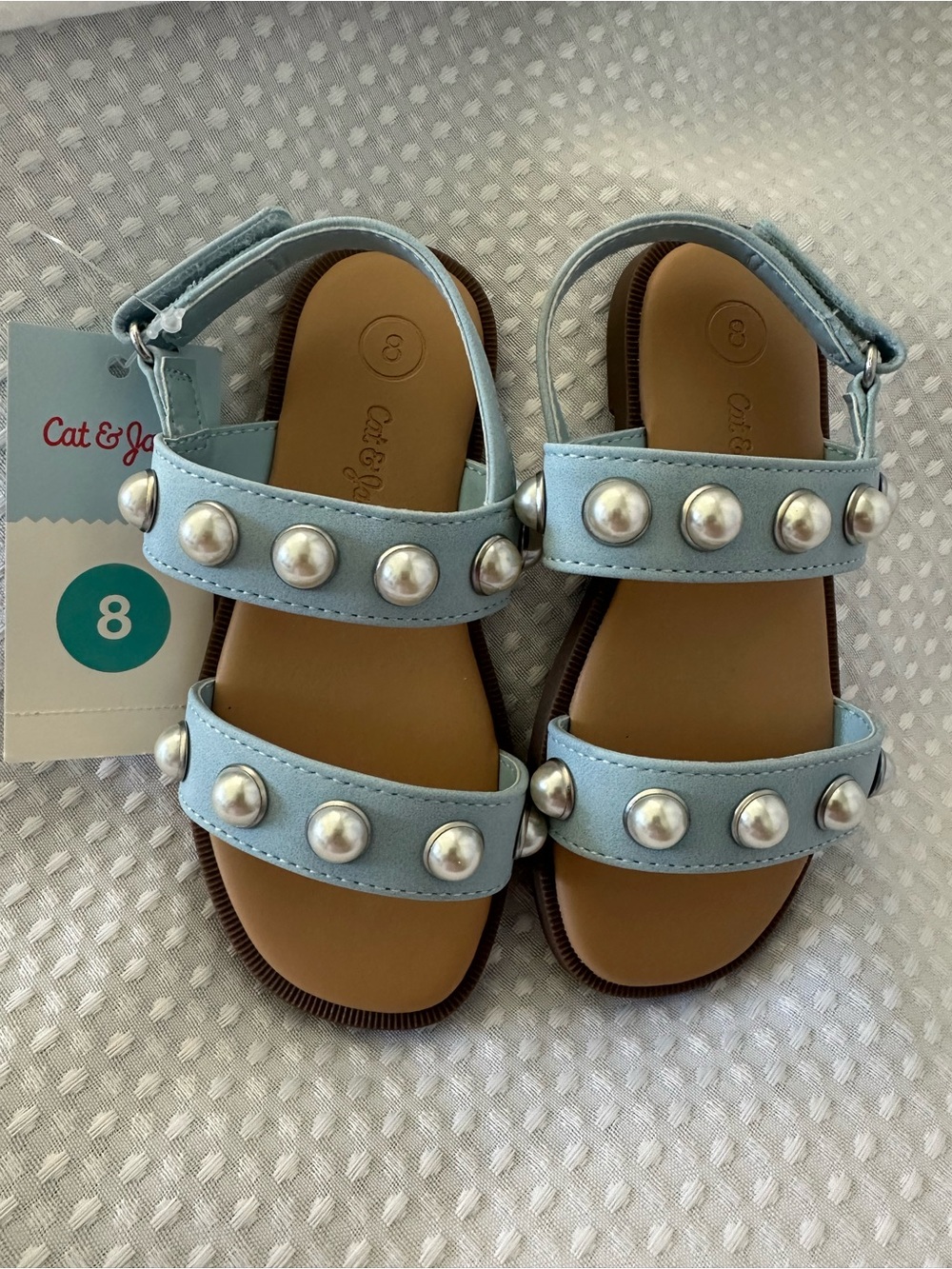 Cat & Jack Light Blue Pearl-Detail Girls Sandals